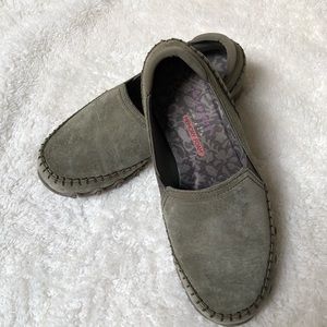 Sketchers Suede Slip On Shoes Alumni Olive Sz 5.5M